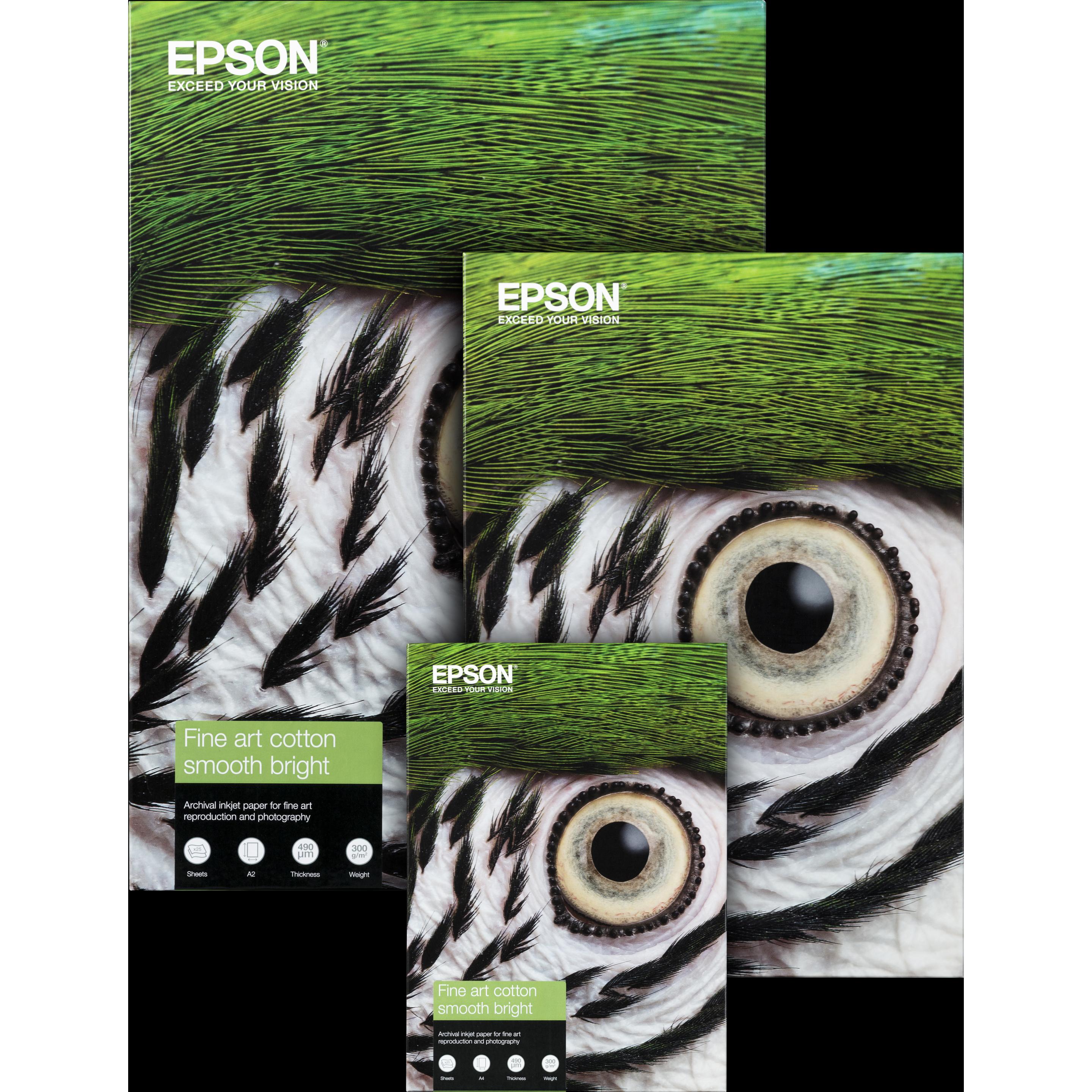 Epson, Kopierpapier, Fine Art Cotton Smooth Bright 25 Sheets (300 g/m², A2)