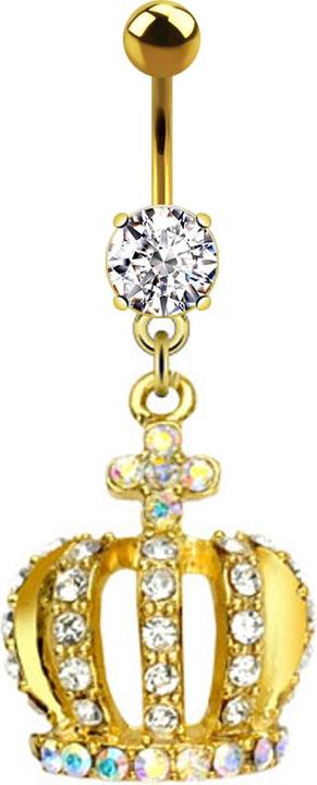 Produktbild Star Piercing Banane vergoldet mit Anhänger Krone (ohne Messing, Chirurgenstahl 316L)