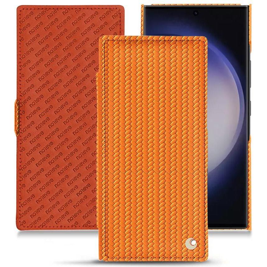 Noreve Lederschutzhülle horizontal (Samsung Galaxy S23 Ultra, Samsung Galaxy S24 Ultra), Smartphone Hülle, Orange