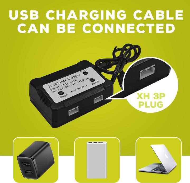 Produktbild Bllrc 2-teiliges Lipoakku-Set 7.4V 1800mAh mit Ladegerät (7.40 V, 1800 mAh)