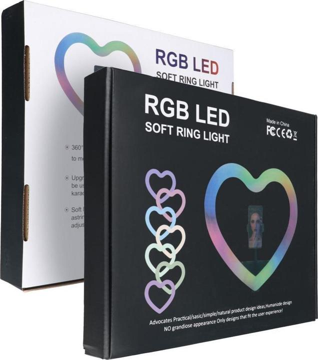 Produktbild OEM Smart device LED Ring Stream RGB lamp 10" with holder for mobile HEART + tripod JM26-10 black (Ringlicht)