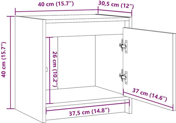 Produktbild vidaXL Nachttisch (30.50 x 30.50 x 40 cm)