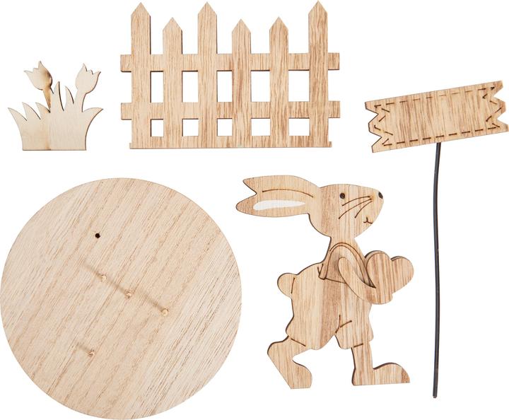 Produktbild VBS Holz-Steckmotiv "Hase mit Schild, 5-tlg.