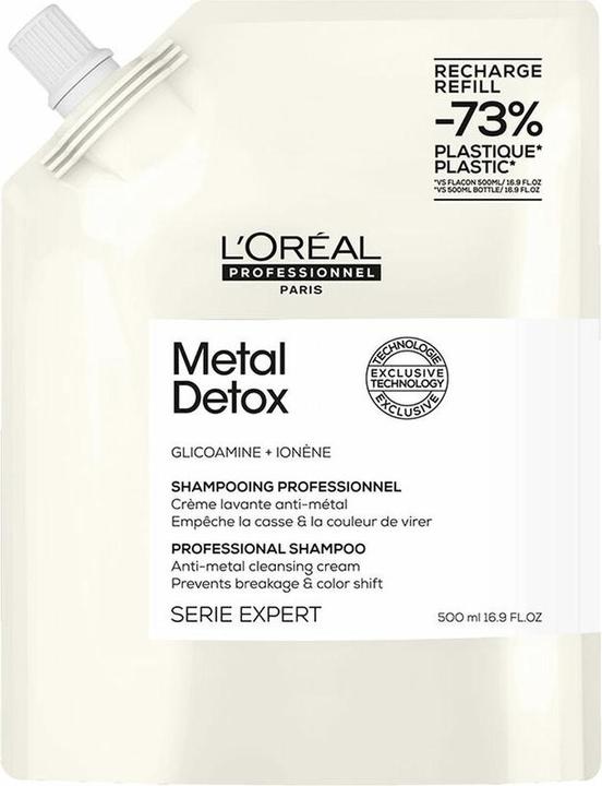 Image du produit L'Oréal Professionnel Shampooing Metal Detox sans sulfate pour la protection de la couleur et de la casse Lisse (500 ml, Shampoing liquide)