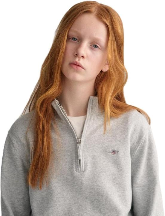 Produktbild GANT Unisex Kids Shield Cotton Half Zip Pullover, lichtgrijs gem., 158-164 (158, 164)