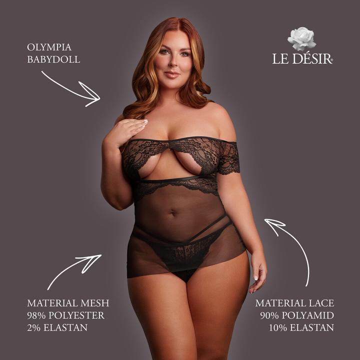 Actual product image Le Désir Olympia - Babydoll - Queen Size - Black (3XL, 4XL, 5XL, XXL)