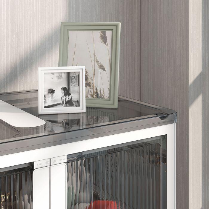 Actual product image Swisshandel24 Storage box 69L stackable with castors, foldable, 5-sided access, white (42 cm, 69 l)