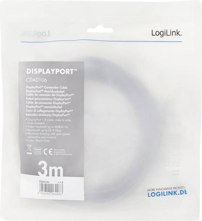 Actual product image LogiLink DisplayPort cable (3 m, DisplayPort)
