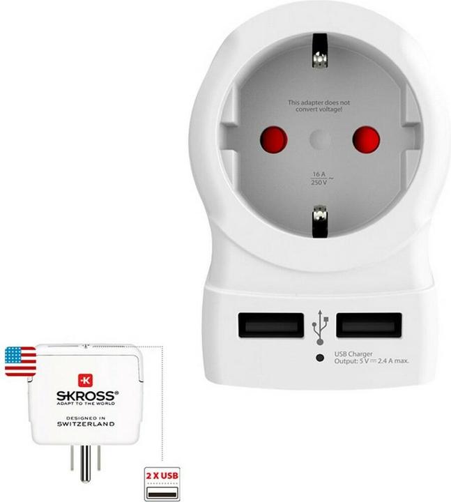 Actual product image Skross Travel adapter EU - USA