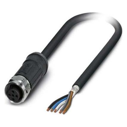 Phoenix Contact SAC-5P-10,0-28X/M12F, Elektronikkabel + Stecker, Schwarz