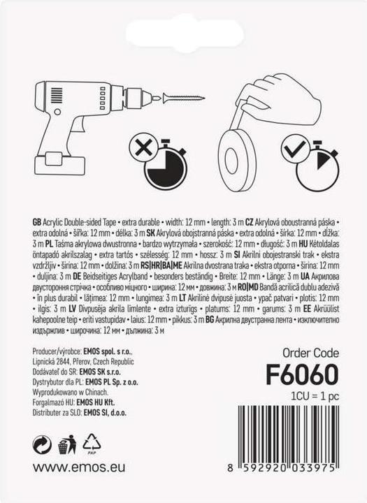 Produktbild Emos Acrylband 12mm / 3m transparent (12 mm)