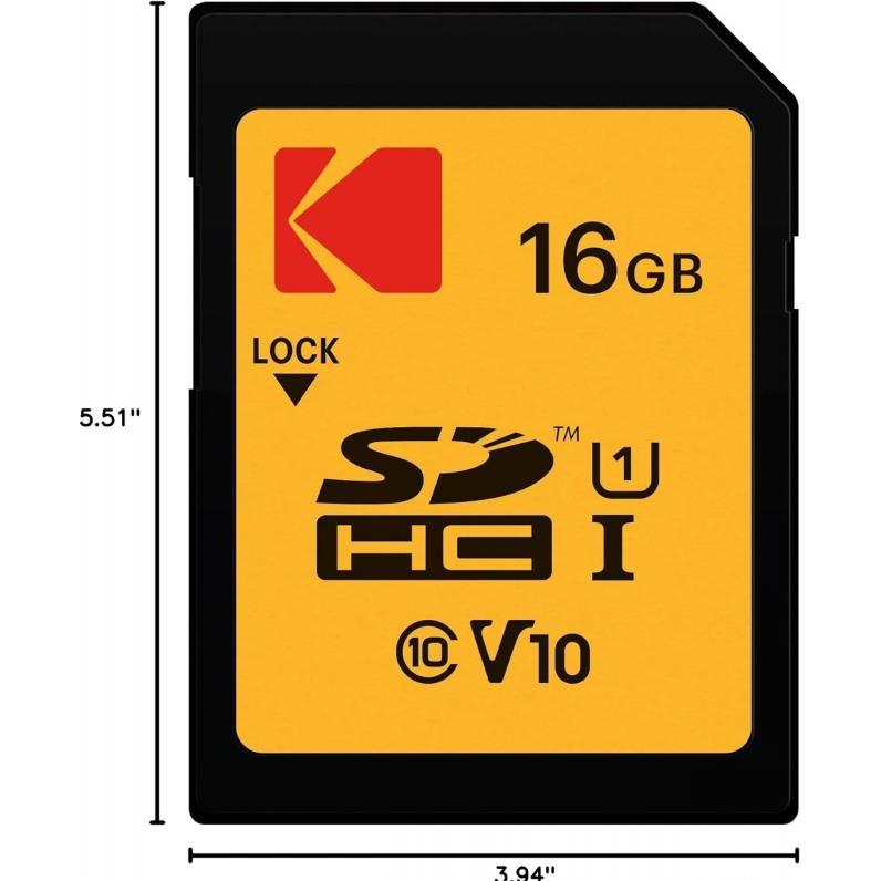 Kodak SDHC 16GB Class10 U1 (16 GB, SDHC, U1, UHS-I), Scheda di memoria, Nero
