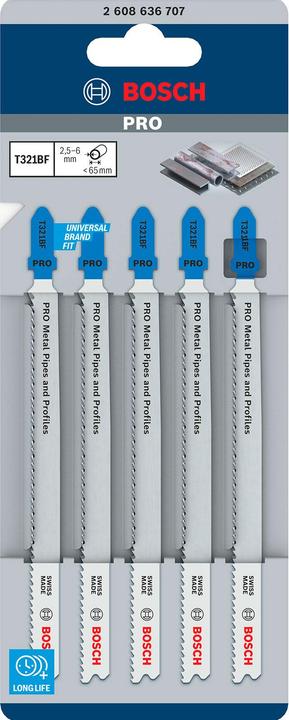Produktbild Bosch Professional Zubehör PRO Metal Pipes and Profiles T321BF Stichsägeblatt, 132 mm, 5-tlg.