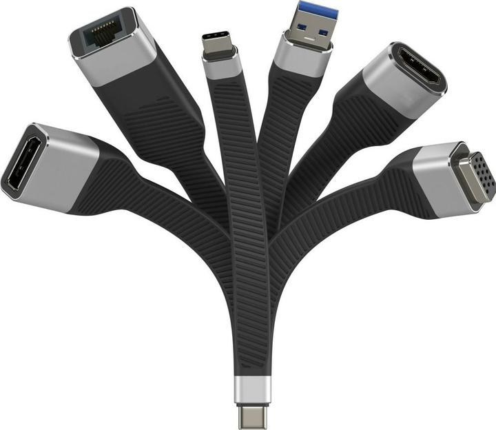 Produktbild Techly Short Flat USB-C Male to RJ45 (USB-C, RJ45 (1x))