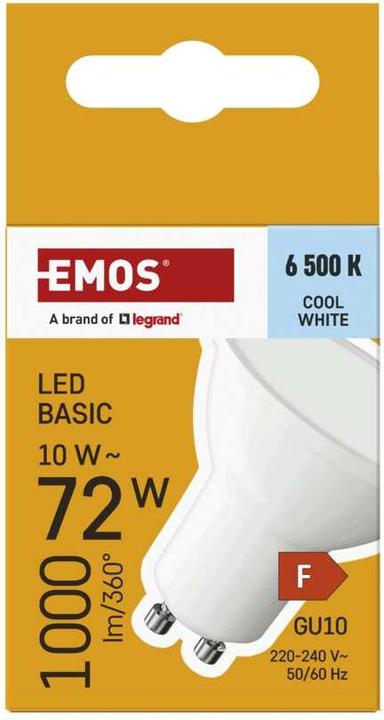 Actual product image Emos LED Bulb Basic MR16 white/ GU10 / 10 W (72W) / 1000 lm / Cool White (GU10, 1000 lm, 1x)