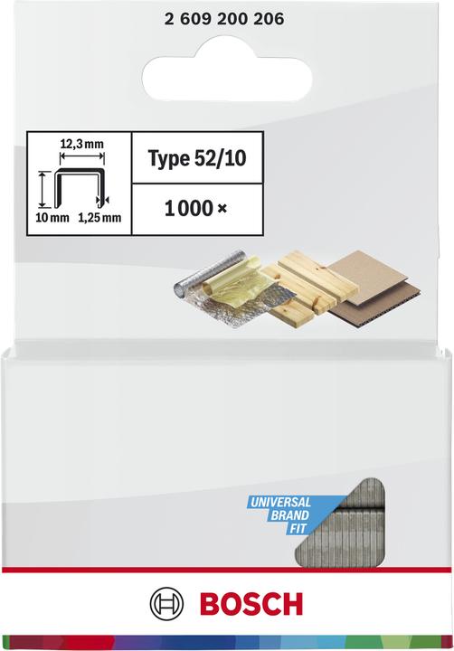Produktbild Bosch Professional Zubehör Flachdrahtklammer Typ 52, 12,3 x 1,25 x 10 mm