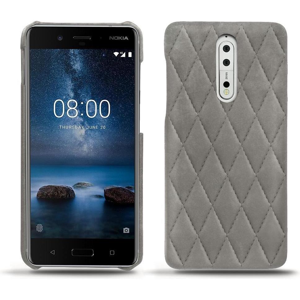 Noreve Lederschutzhülle (Nokia 8), Smartphone Hülle, Grau