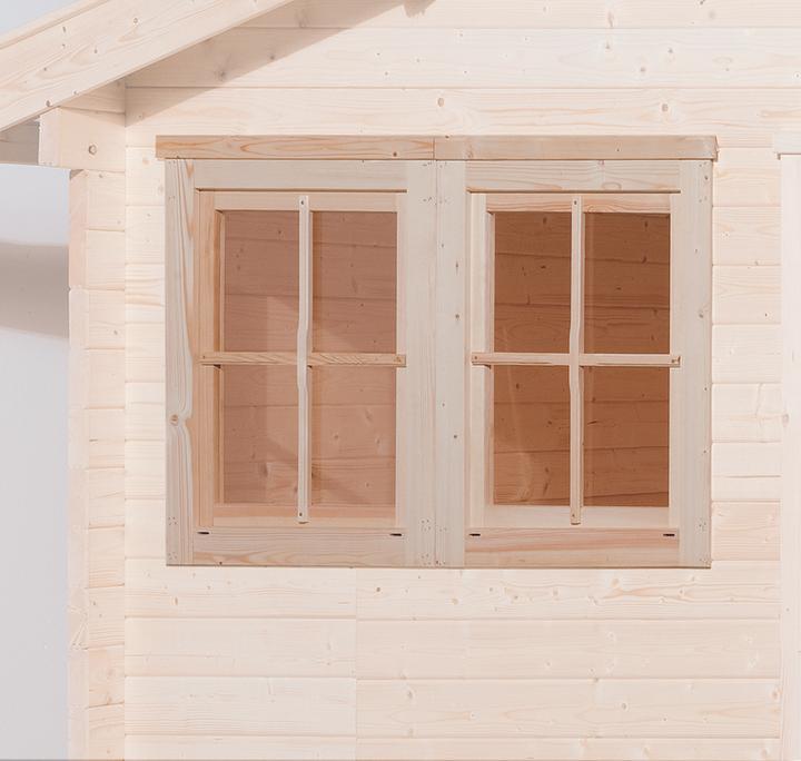 Produktbild Weka Holzbau Doppelfenster für Gartenhaus 21/28 mm, 138x79 cm, natur
