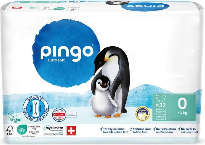 Produktbild Pingo Öko Windeln V2 (Gr. 0, Monatsbox, 128 Stk.)