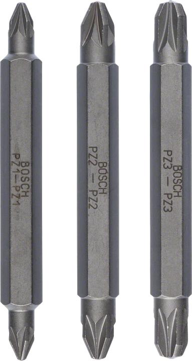 Produktbild Bosch Professional Zubehör Doppelklingenbit-Set, 3-teilig, PZ1, PZ1, PZ2, PZ2, PZ3, PZ3, 60 mm (Kreuz Pozidriv PZ)