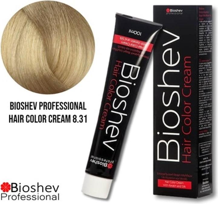 Bioshev Professional Hair Color Cream - 100ml - Beige Light Blond 8.31 (Beige Light Blond 8.31)