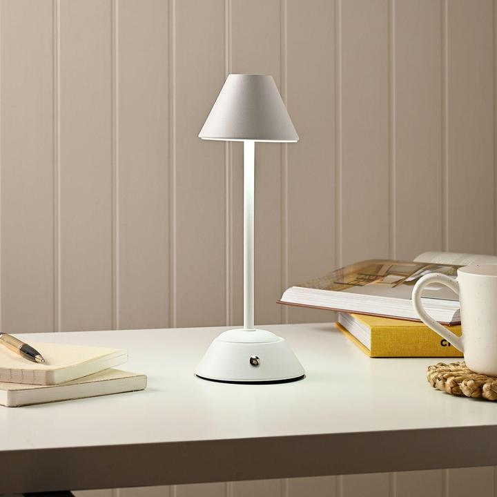 Actual product image Hestia Matt Putty White USB LED Touch Table Lamp - Medium