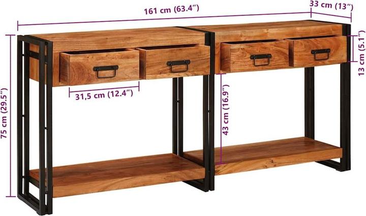 Produktbild vidaXL Konsolentisch (33 x 33 x 75 cm)