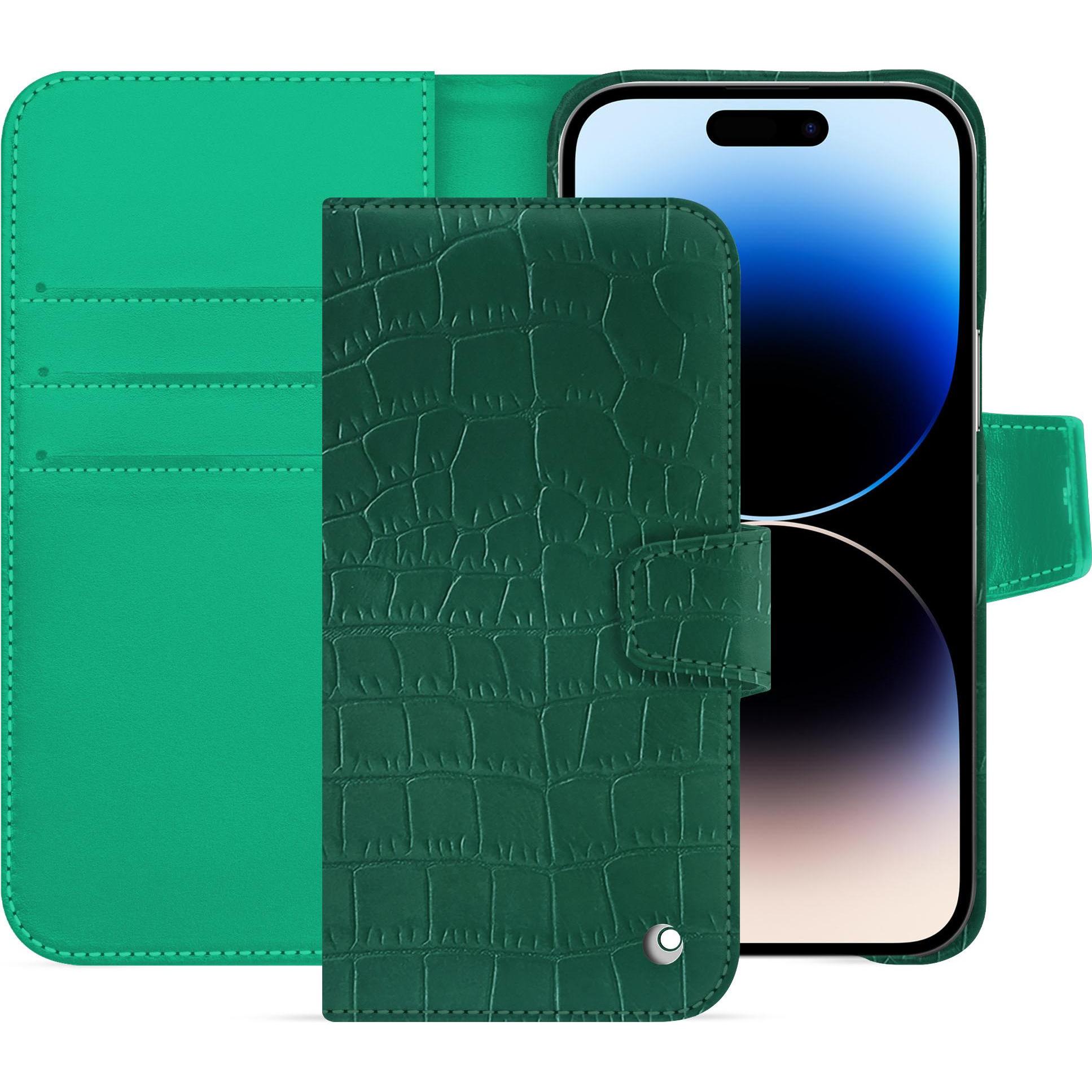 Noreve Lederschutzhülle Apple iPhone 15 Pro Max (Apple iPhone 15 Pro Max), Smartphone Hülle, Grün