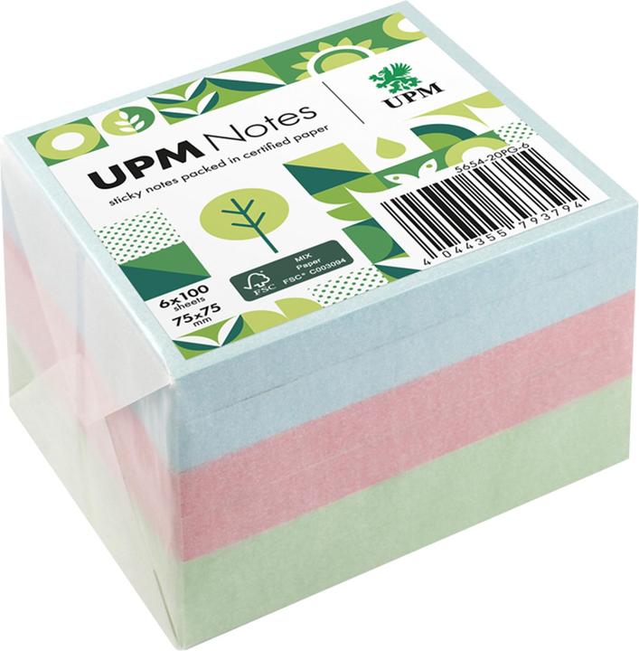 UPM Notes Sticky note 5654-20PG-6 Pastel 75x75mm 100 sheets assorted 6pcs. (75 x 75 mm)