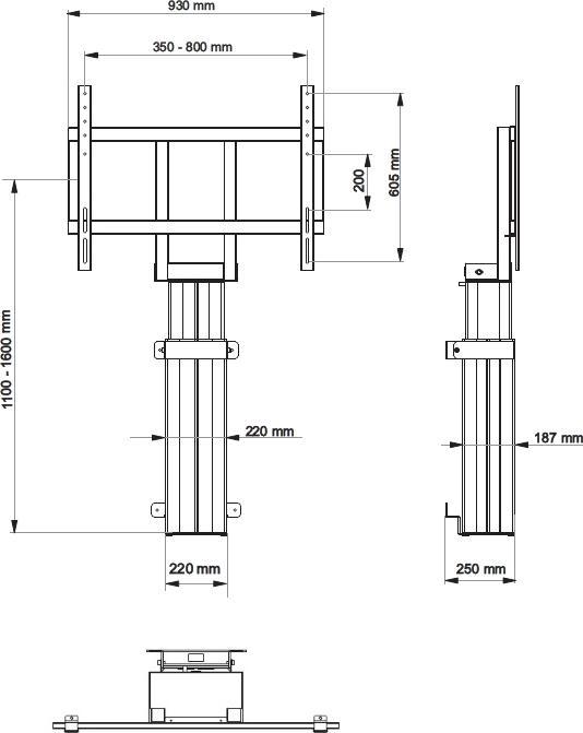 Produktbild Hagor Wall Lift Pro Boden-Wand-System fuer Displays von 122-279cm VESA 800x600 (110", 160 kg)