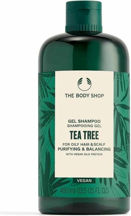 Produktbild The Body Shop Tea Tree Purifying & Balancing Shampoo Gel für fettiges Haar und Kopfhaut (400 ml, Flüssiges Shampoo)