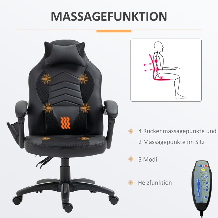 Produktbild Homcom Bürostuhl mit Wärmefunktion