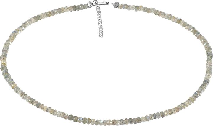 Actual product image Xen Labradorite necklace 4 mm beads faceted 43 + 5 cm 925 silver (925 Sterling silver, 43 cm)