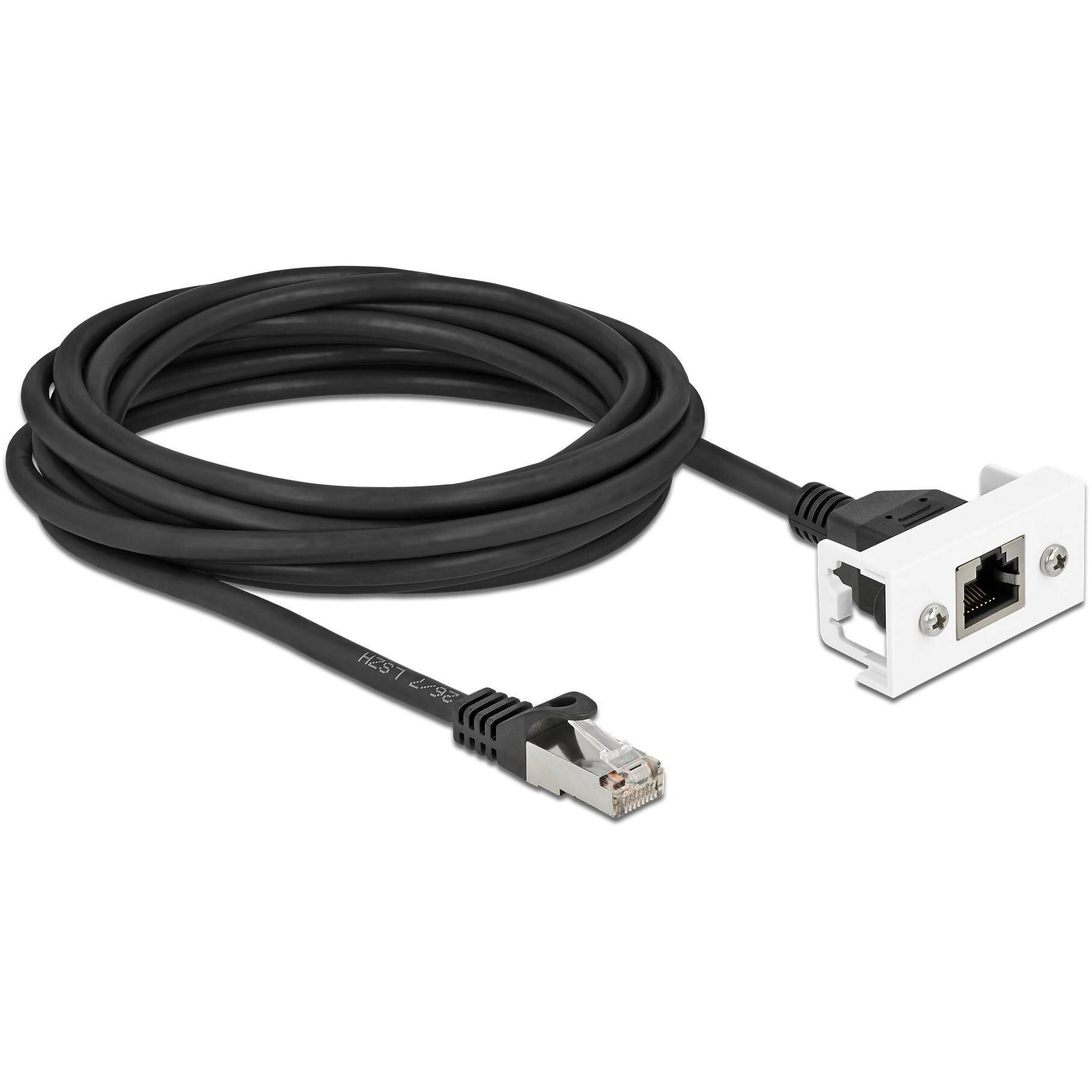 Thumbnail - Delock Netzwerk Verlängerungskabel für Easy 45 Modul S/FTP RJ45 Stecker zu RJ45 Buchse Cat.6A 5 m schwarz (S/FTP, CAT6a,...