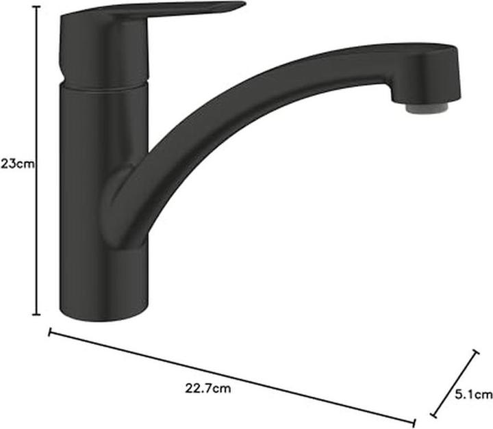 Productafbeelding Grohe Start QuickFix keukenmengkraan, platte uitloop, draaibaar, mat zwart