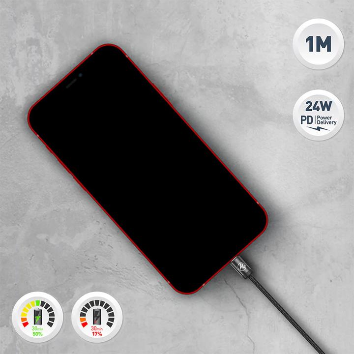 Produktbild Tellur Minimalist USB-C to Lightning Cable 3A 1m PD27W Black (1 m, USB 2.0, 27 W)