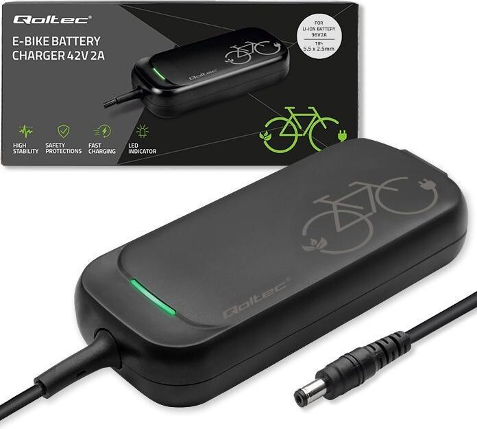 Image du produit Qoltec Ladegerät für E-Bike 36V 42V 2A 5.5x2.5 (Batterie pour vélo électrique)