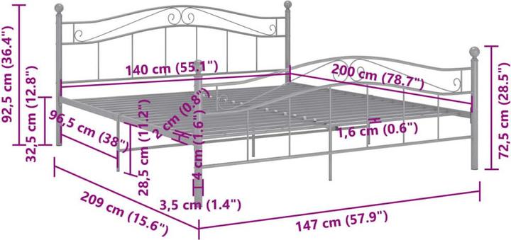 Image du produit vidaXL Bettgestell (140 x 200 cm)