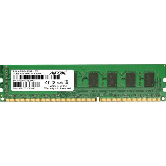AFOX DDR3 1600 UDIMM Speichermodul GB (1 x 4GB, 1600 MHz, DDR3-RAM, DIMM), RAM, Grün