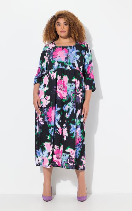Produktbild Ulla Popken Jerseykleid, A-Linie, Carree-Ausschnitt, 3/4-Arm, Taschen (62)