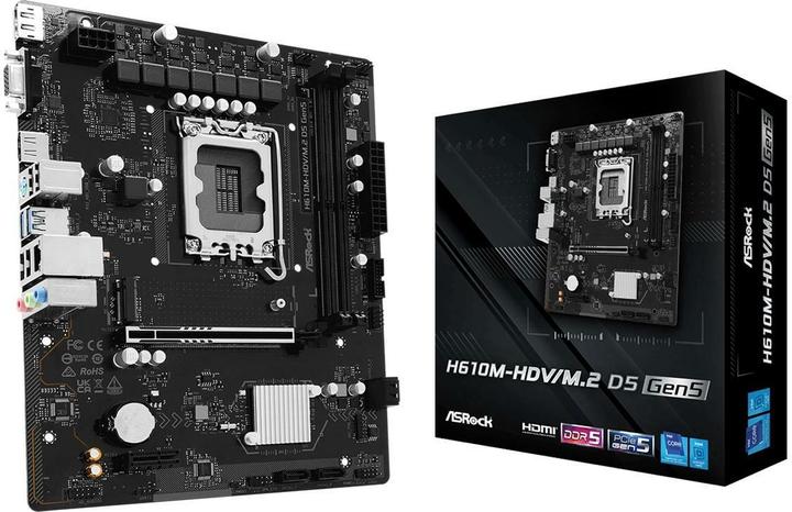 AsRock MB Intel 1700 H610M-HDV/M.2 D5 GEN5 (LGA 1700, Intel H610, mATX)