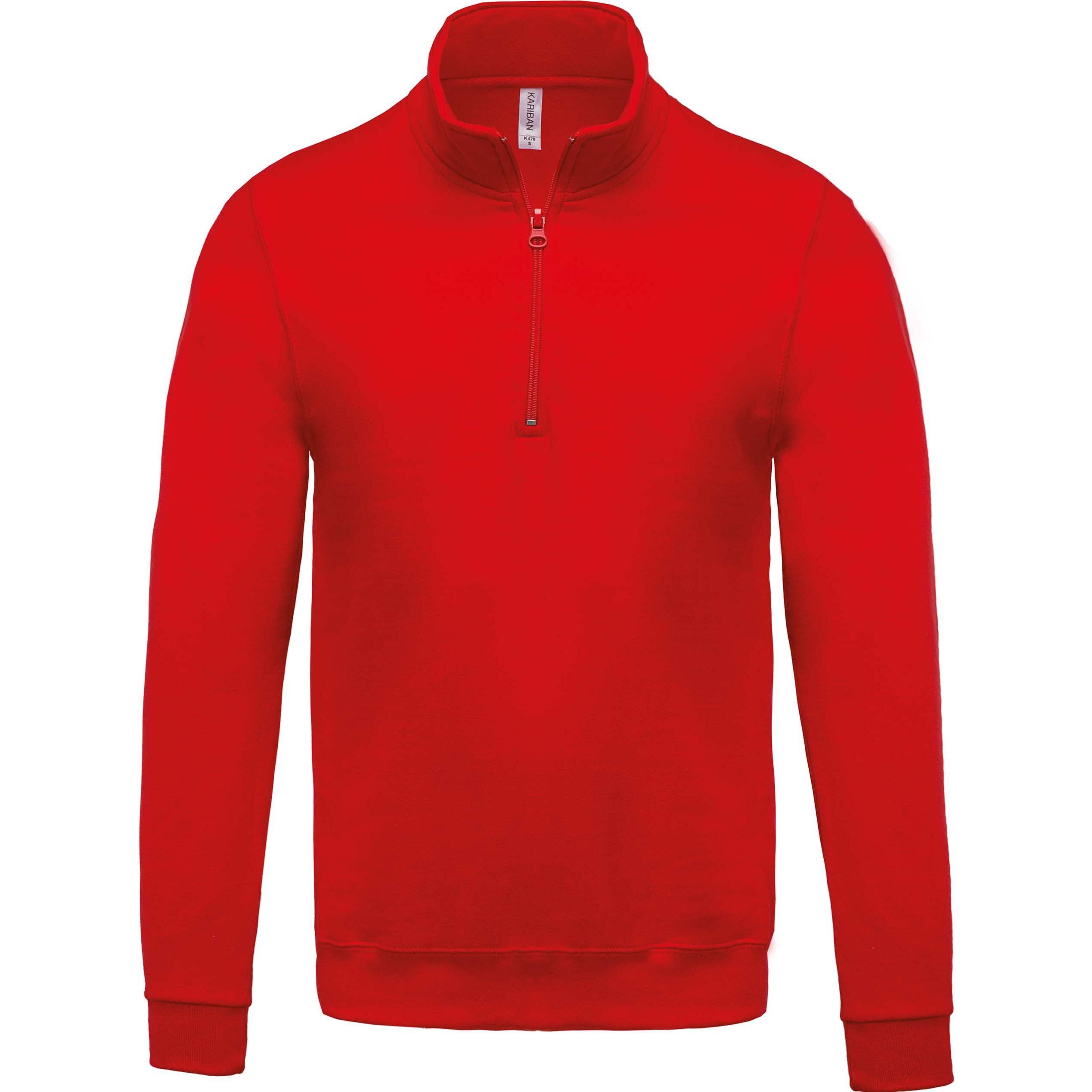 Kariban, Herren, Pullover, Col Zippé, Rot, (M)