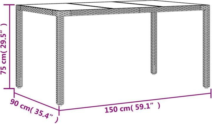 Produktbild vidaXL Gartentisch (150 x 90 x 75 cm)