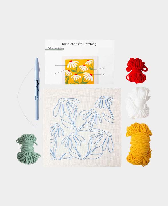 I Am Creative Punch Needle Anfänger Set, Yellow Flower Power