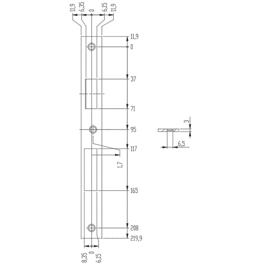 effeff, Türgriff + Fenstergriff, Flachschliessbleche Z09XSBL (Schliessblech)