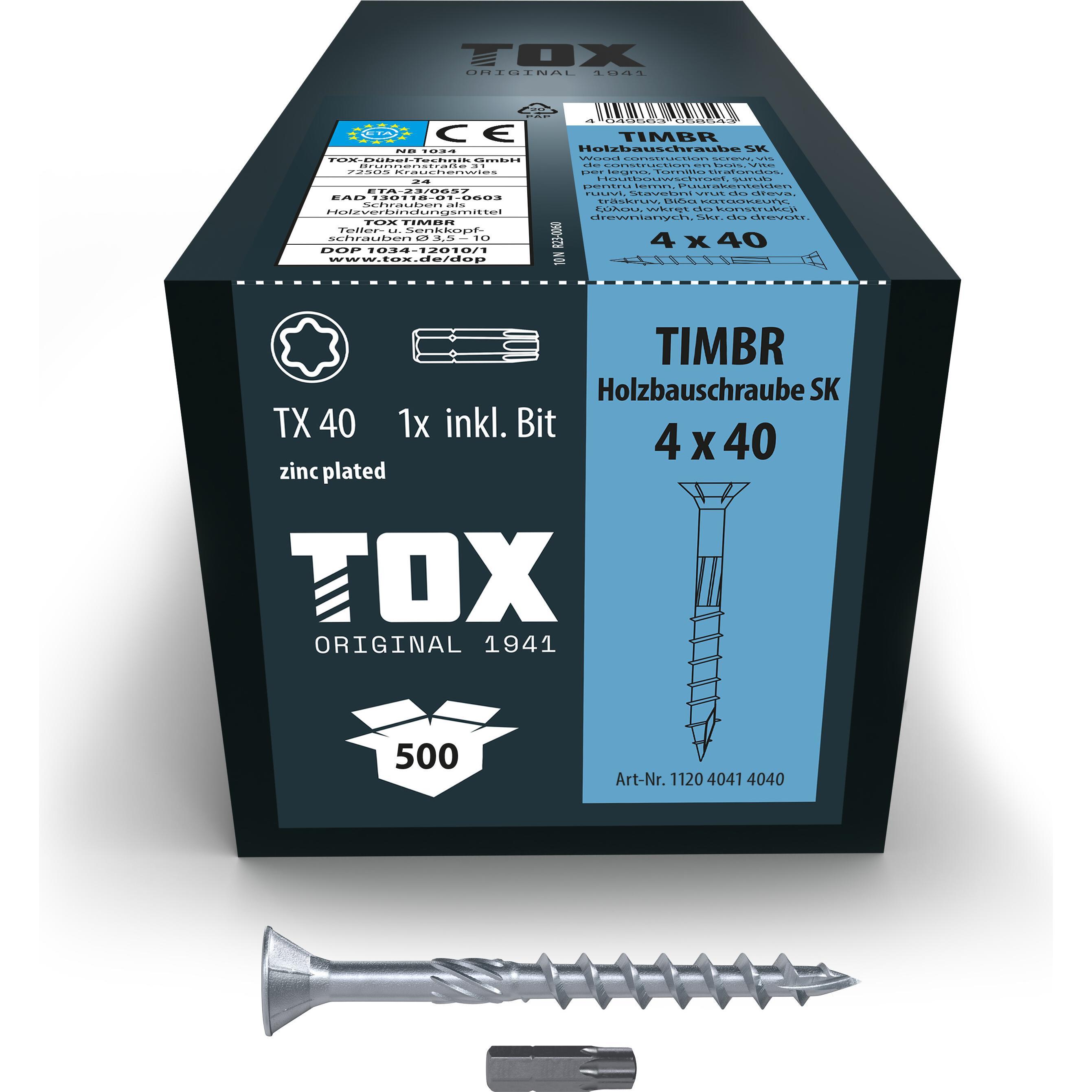 Tox, Viti, TIMBR 4,0 x 40 SK (500 pz.) (500 Viti per pezzo)