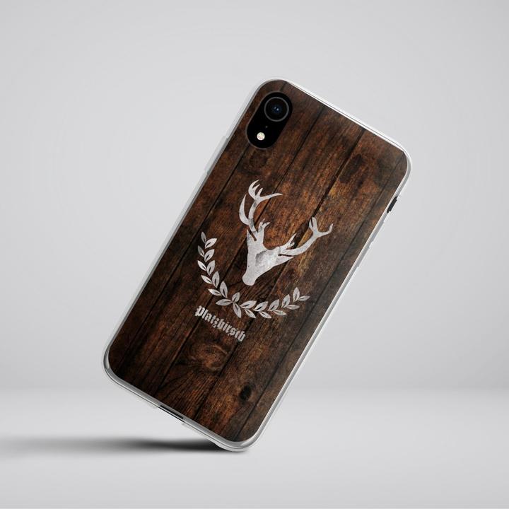 Produktbild DeinDesign Silikon Hülle für Apple iPhone Xr Handyhülle Case Smartphone Schutzhülle Hirsch Holz Holzoptik (Apple iPhone XR)
