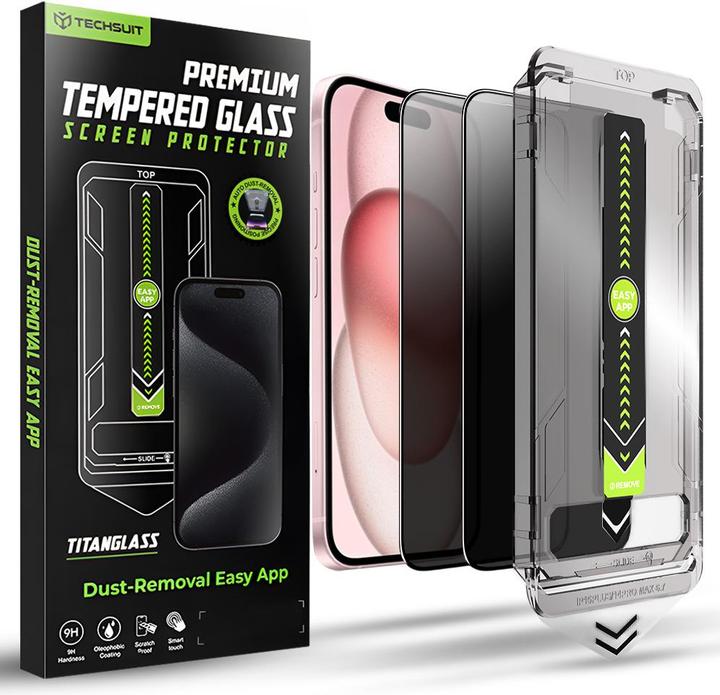 Image du produit Techsuit TitanGlass FullCover (2 pack) (2 pcs, Apple iPhone 15, Apple iPhone 16)