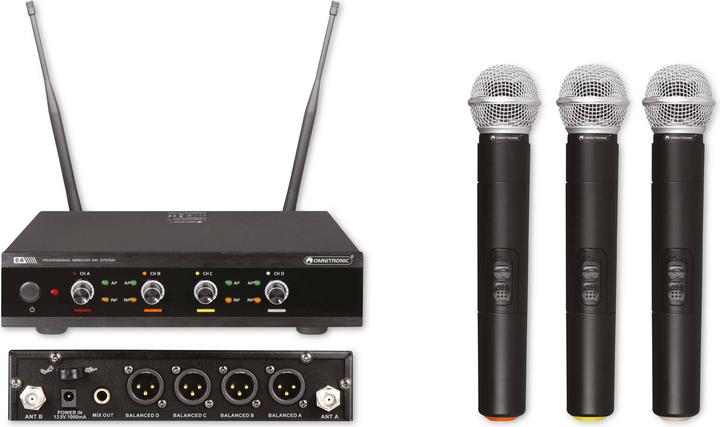 Omnitronic UHF-E4 Funkmikrofon-System 518.7/520.9/523.1/525.3MHz