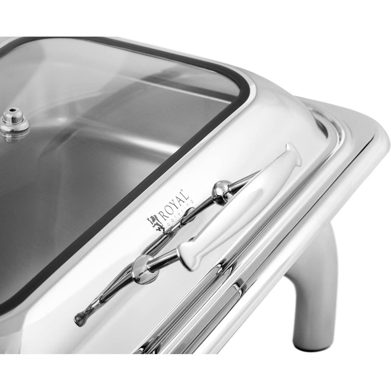 Thumbnail - Royal Catering Chafing Dish Warmhaltebehälter Rechaud GN 1/1 8,5 L 2 Brennstoffzellen, Warmhalteplatte, Silber
